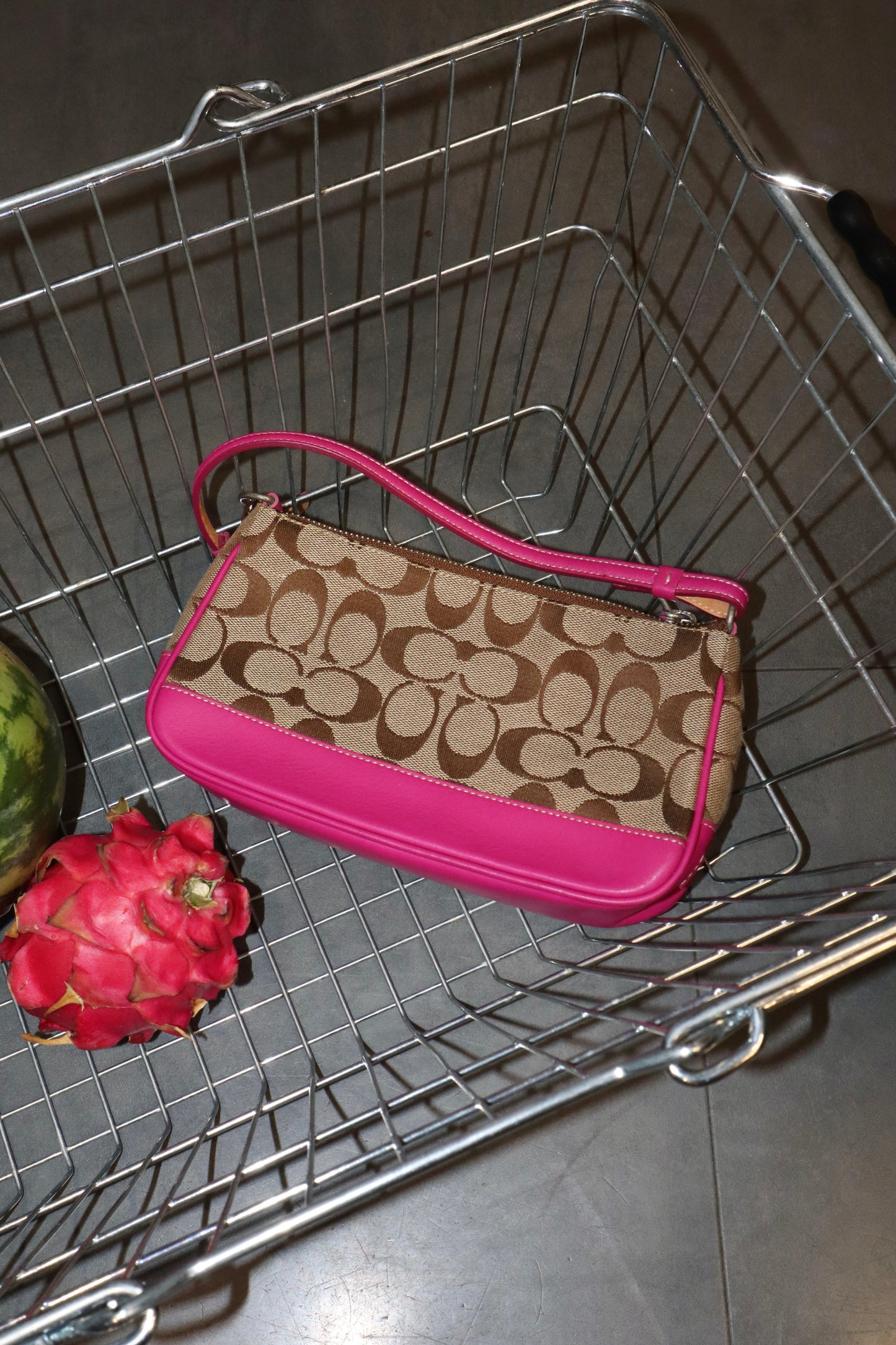 Coach Vintage 2004 Y2K Canvas in Pink & Brown Mini Bag