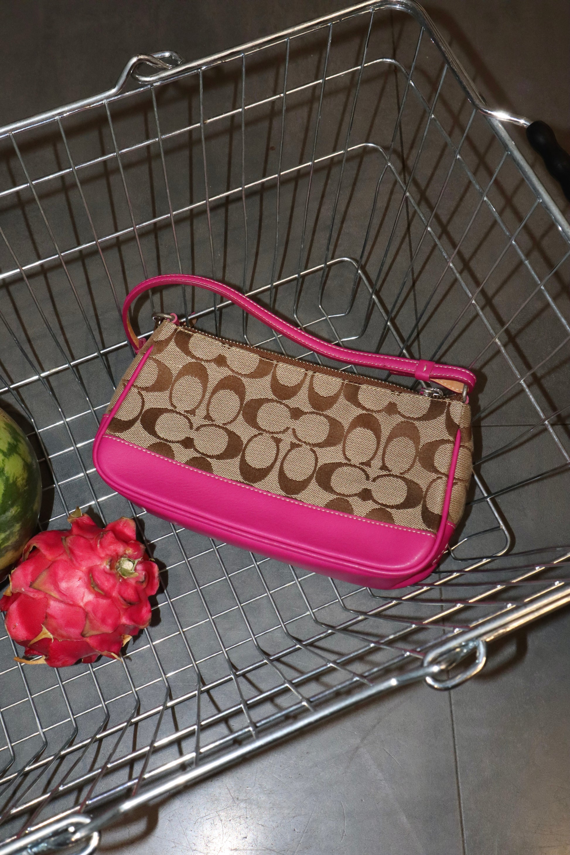 Coach Vintage 2004 Y2K Canvas in Pink & Brown Mini Bag