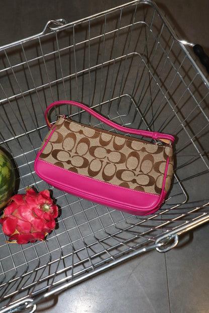 Coach Vintage 2004 Y2K Canvas in Pink & Brown Mini Bag