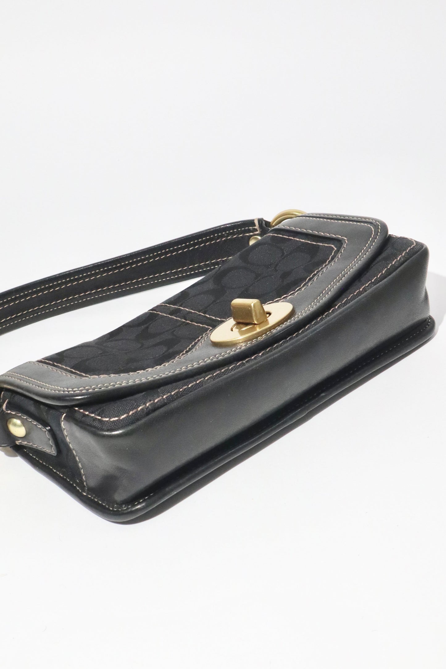 Coach Vintage 2006 Turn-Lock Satchel Bag in Canvas & Leather - Girl Seazon