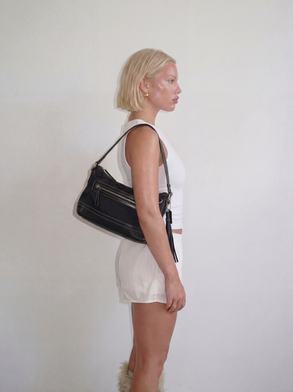 Vintage Coach 2004 Black Canvas Bucket Shoulder Bag (9363)