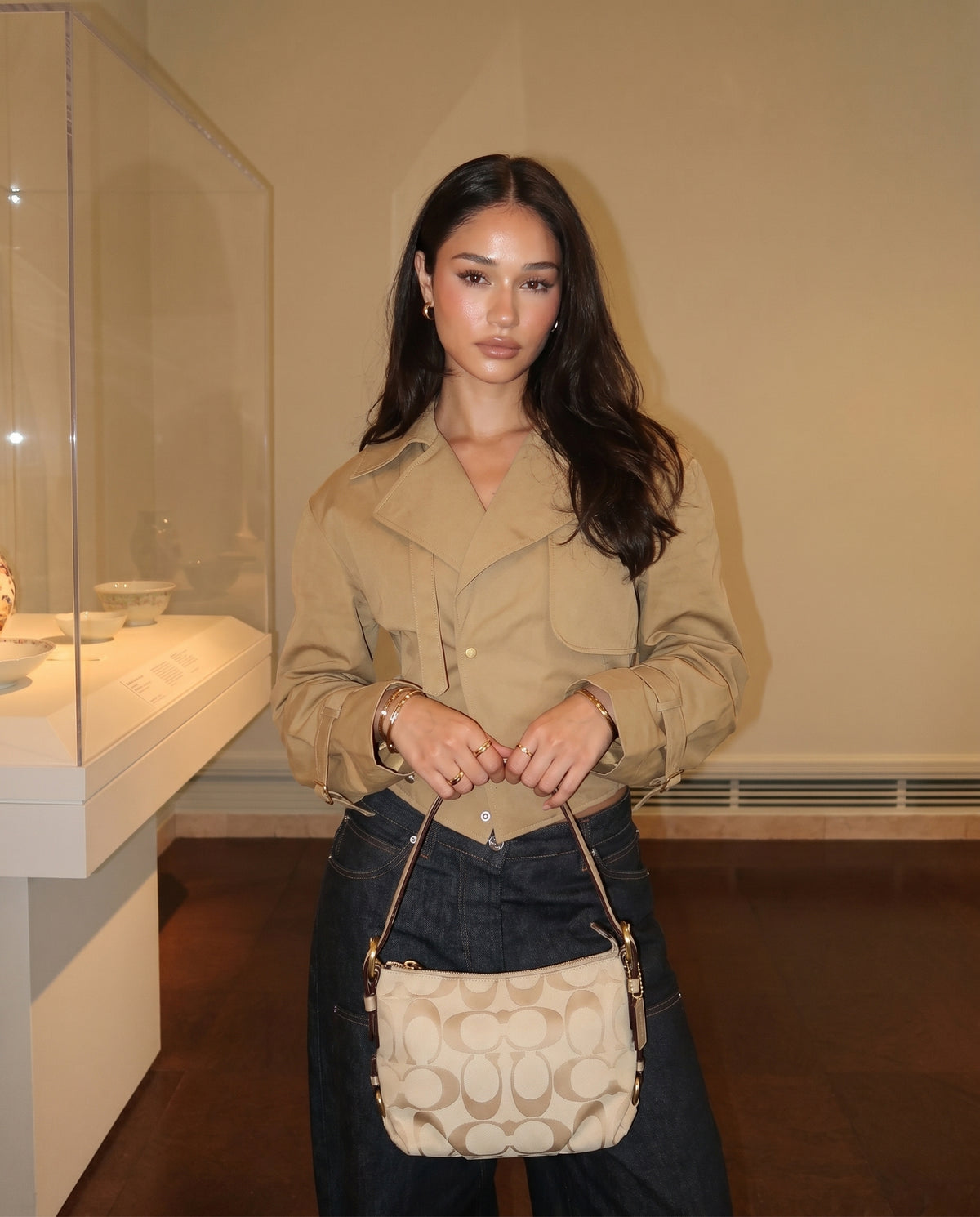 Coach Signature Canvas Crossbody Bag in Cream & Gold - F15068