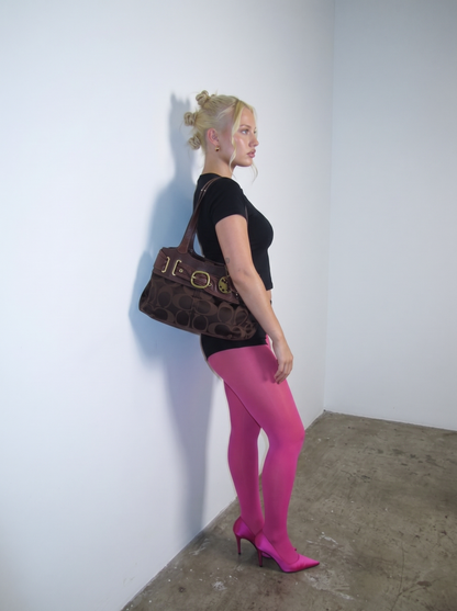 Coach Op Art Canvas Shoulder Bag – Chocolate Brown (Style 13879)