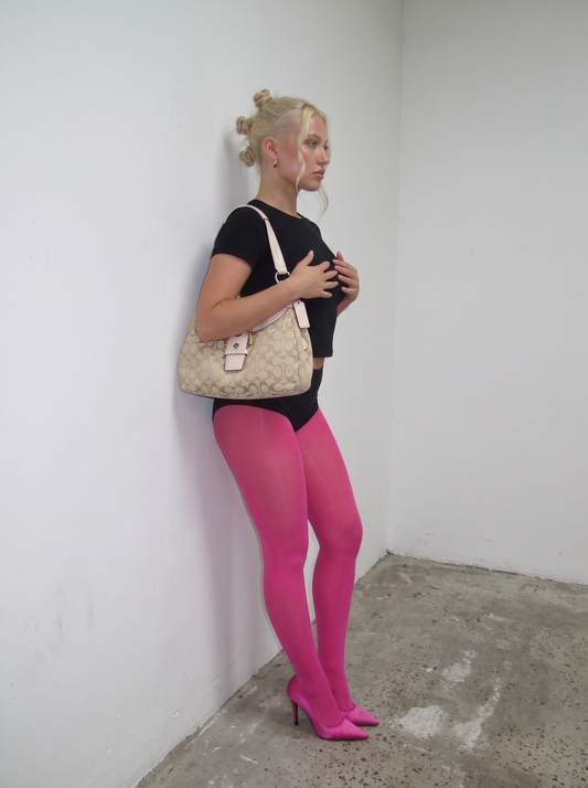 Vintage Coach Soho Shoulder Bag in with Pink Leather Trim (F17094)