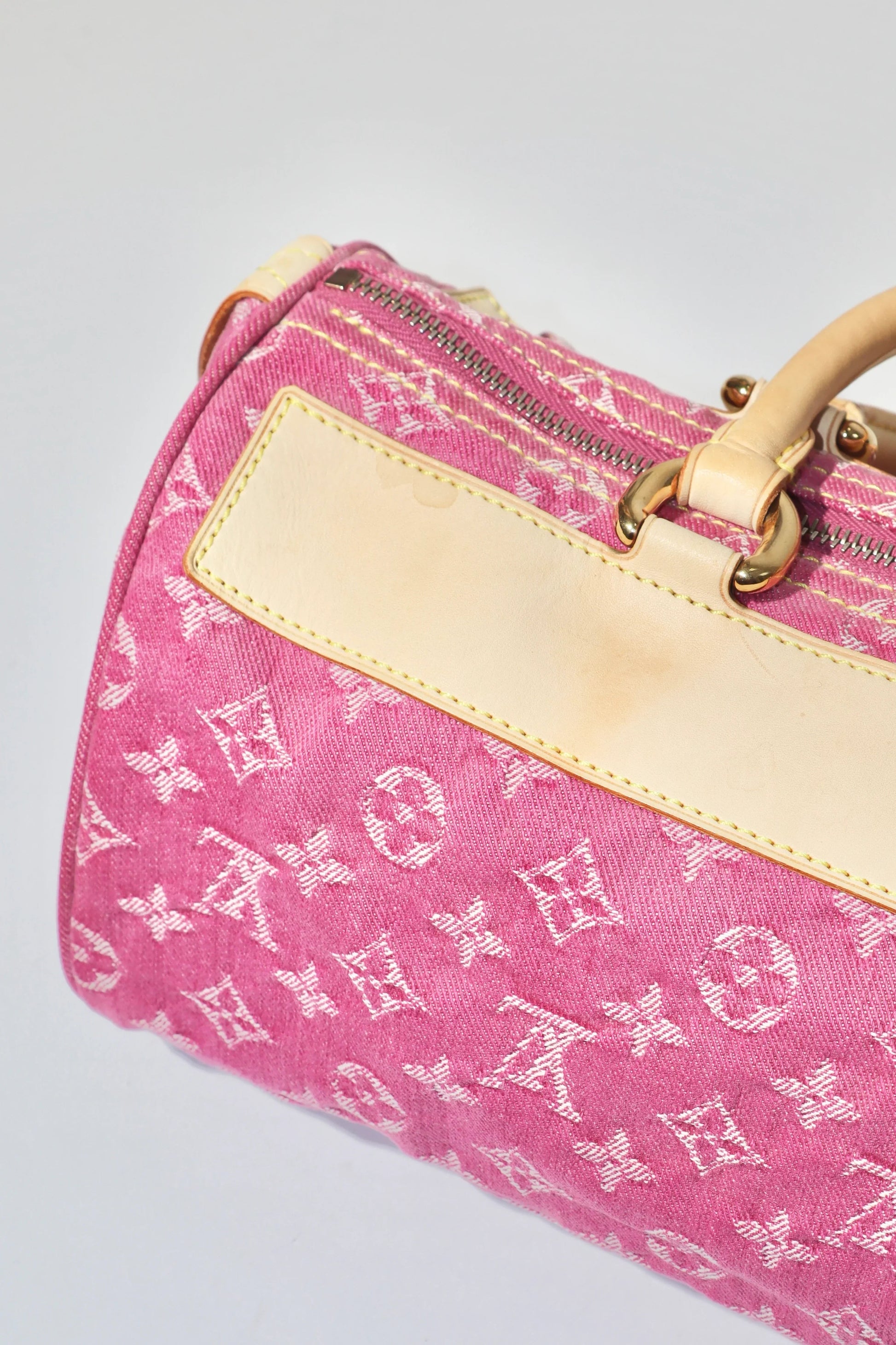 Louis Vuitton Vintage 2006 Fuchsia Denim Monogram Speedy Bag - Girl Seazon