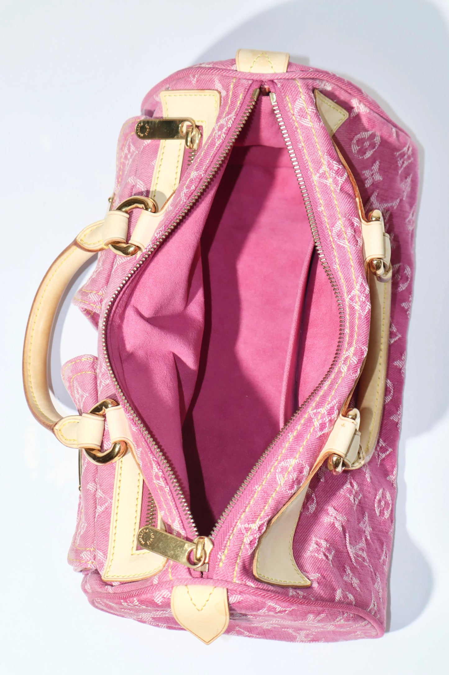 Louis Vuitton Vintage 2006 Fuchsia Denim Monogram Speedy Bag - Girl Seazon