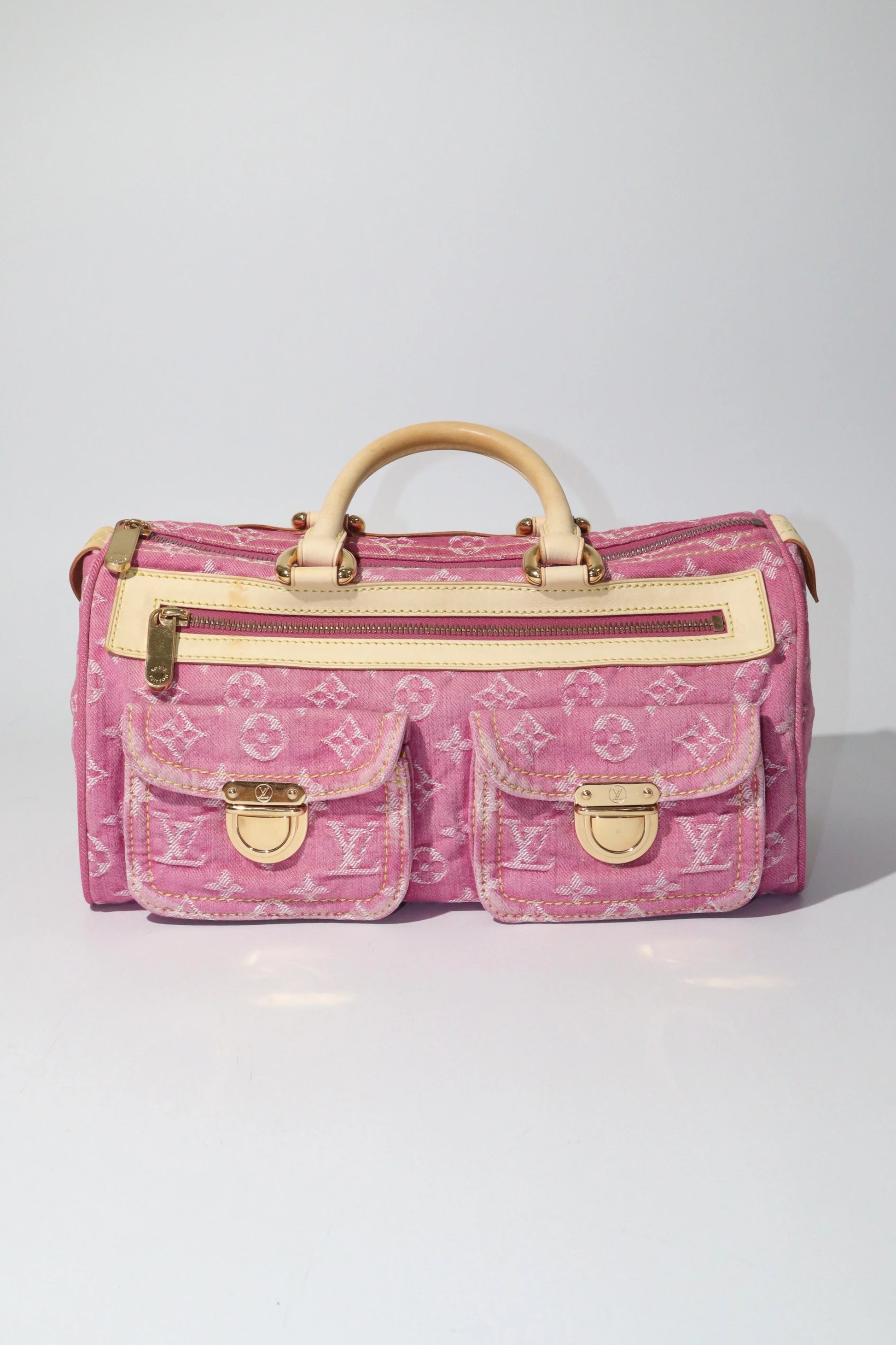 Louis Vuitton Vintage 2006 Fuchsia Denim Monogram Speedy Bag - Girl Seazon