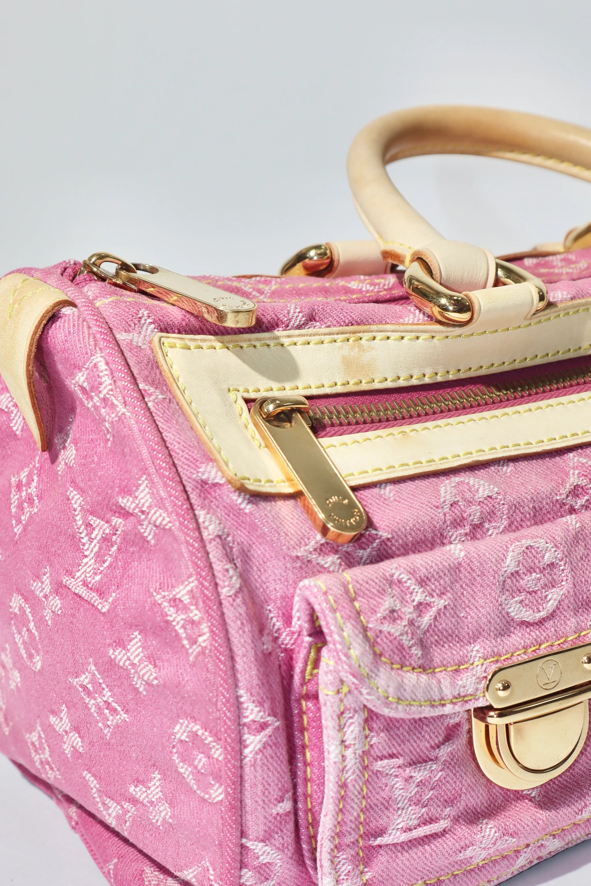 Louis Vuitton Vintage 2006 Fuchsia Denim Monogram Speedy Bag - Girl Seazon