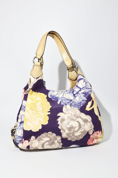 Vintage Coach 2002 Purple Floral Fabric Maggie Shoulder Bag - Girl Seazon