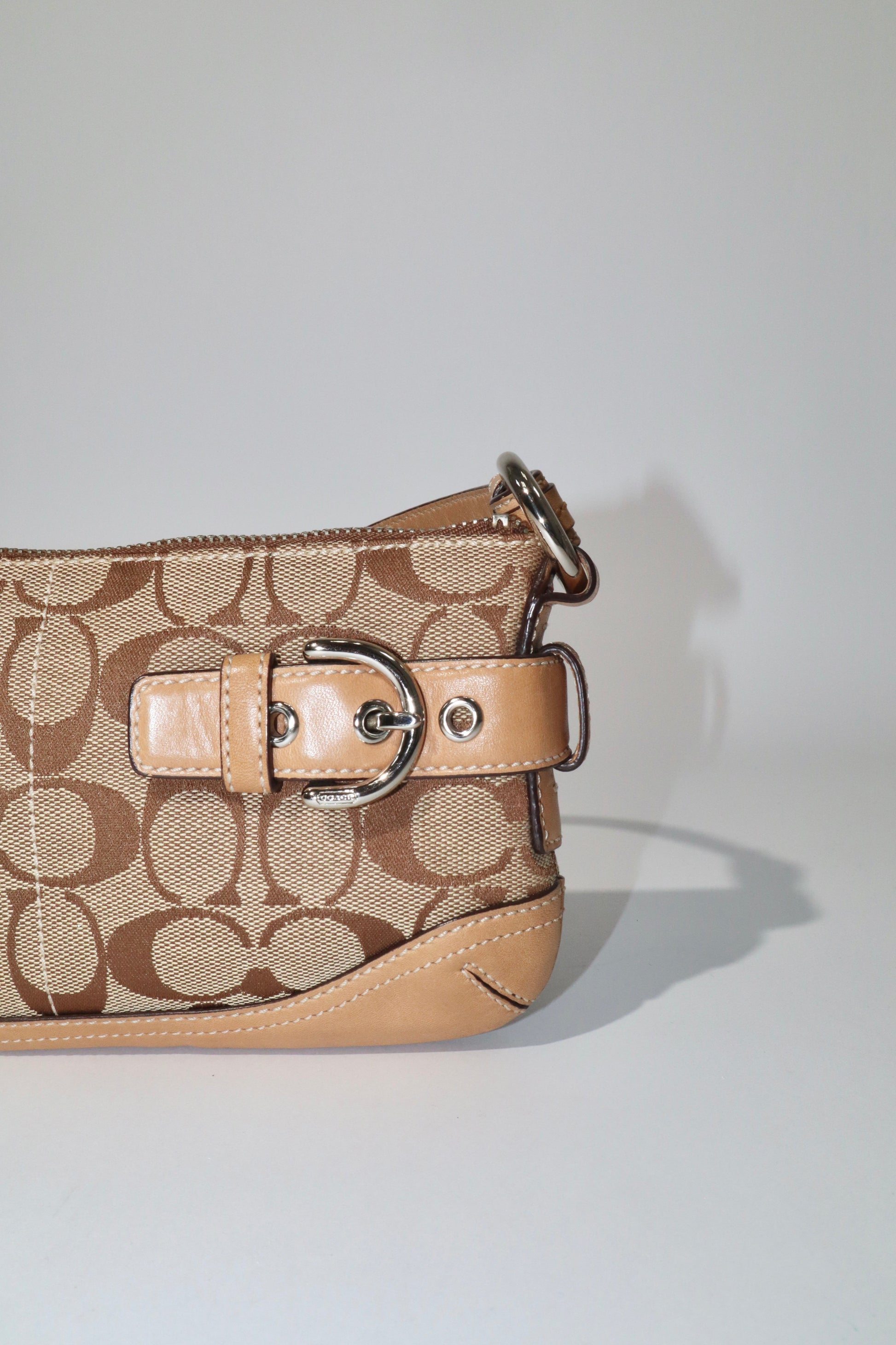 Vintage Coach 2005 Mini Belt Shoulder Bag in Tan & Brown - Girl Seazon