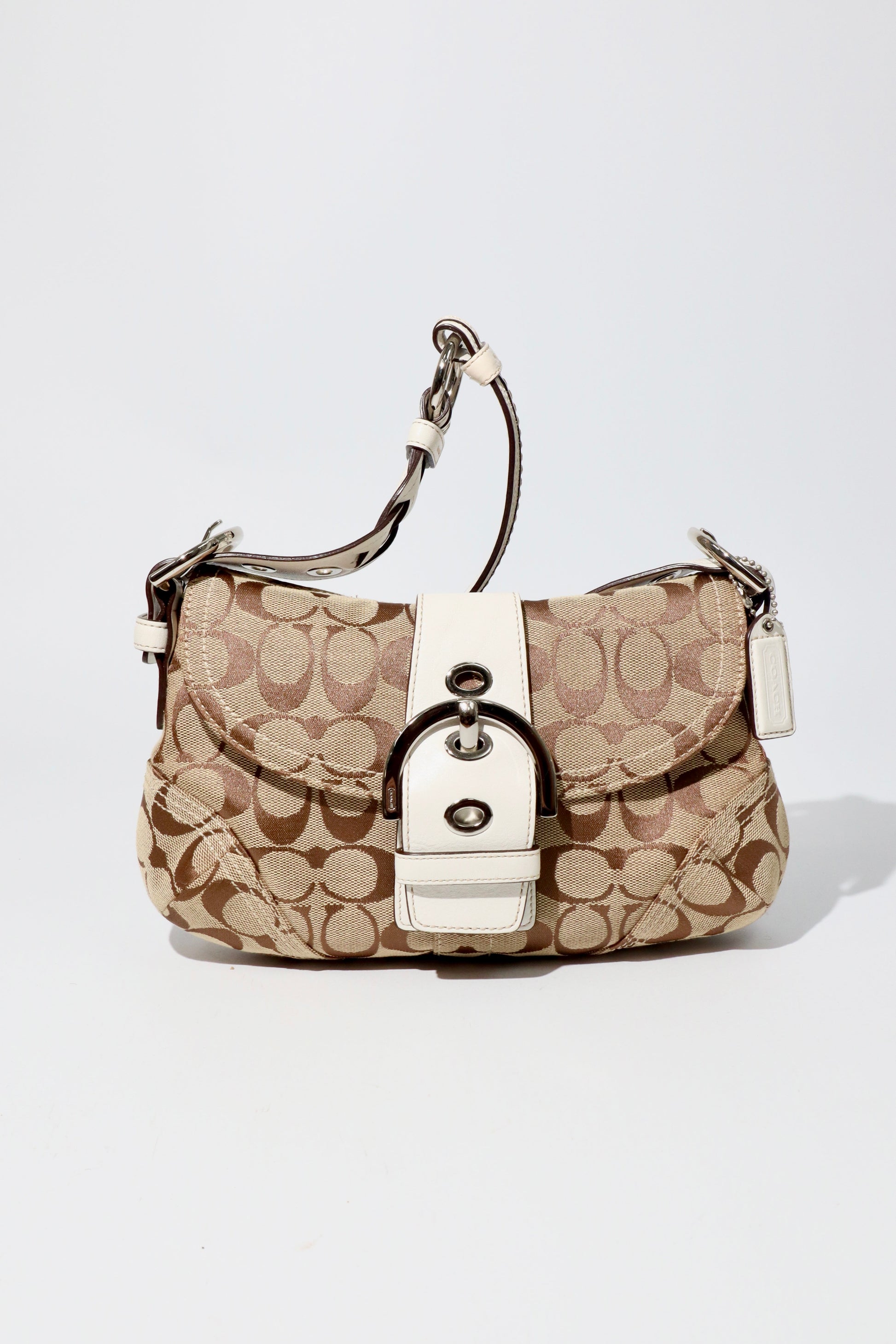 Vintage Coach 2005 Signature Soho White Belt Shoulder Bag - Girl Seazon