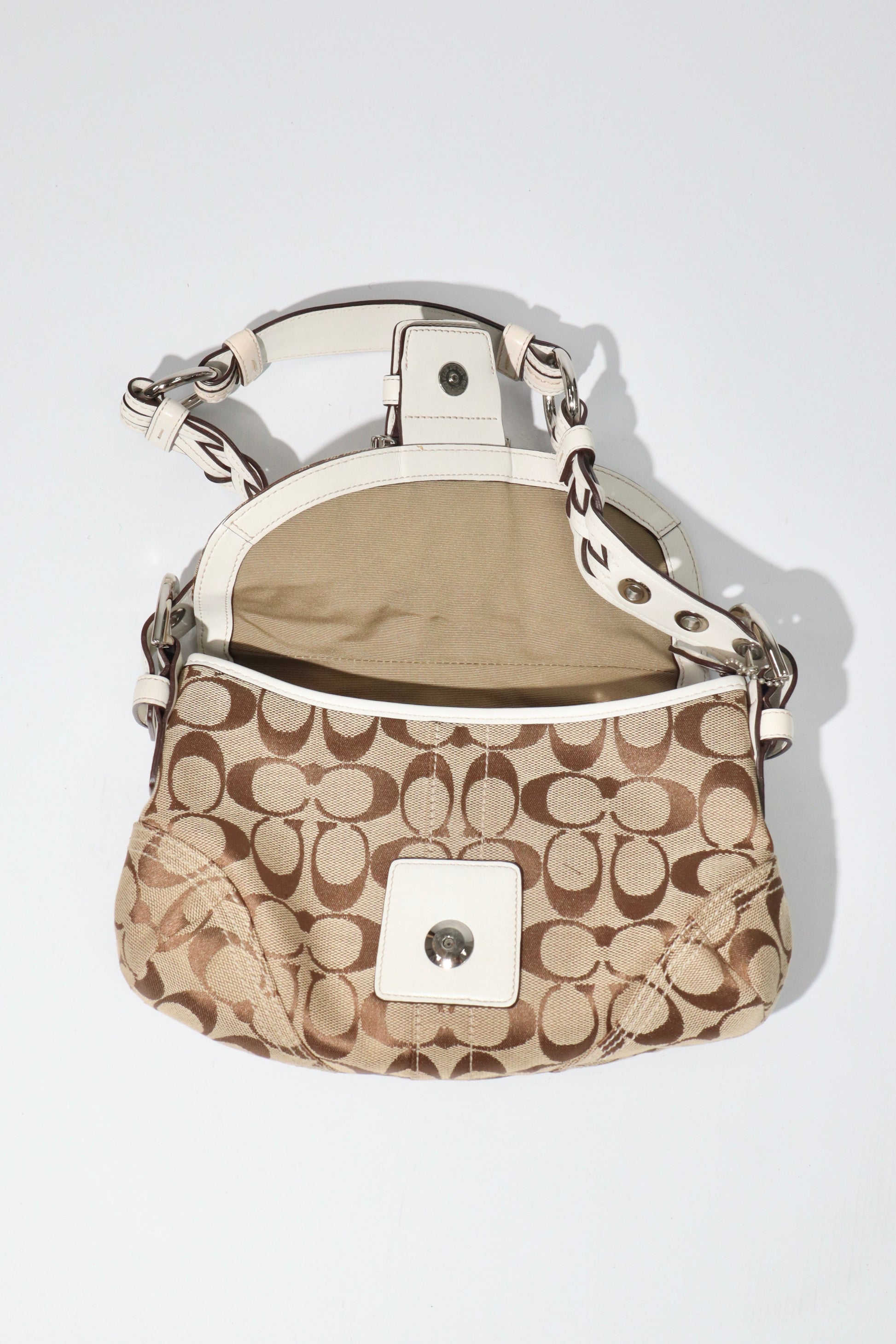 Vintage Coach 2005 Signature Soho White Belt Shoulder Bag - Girl Seazon