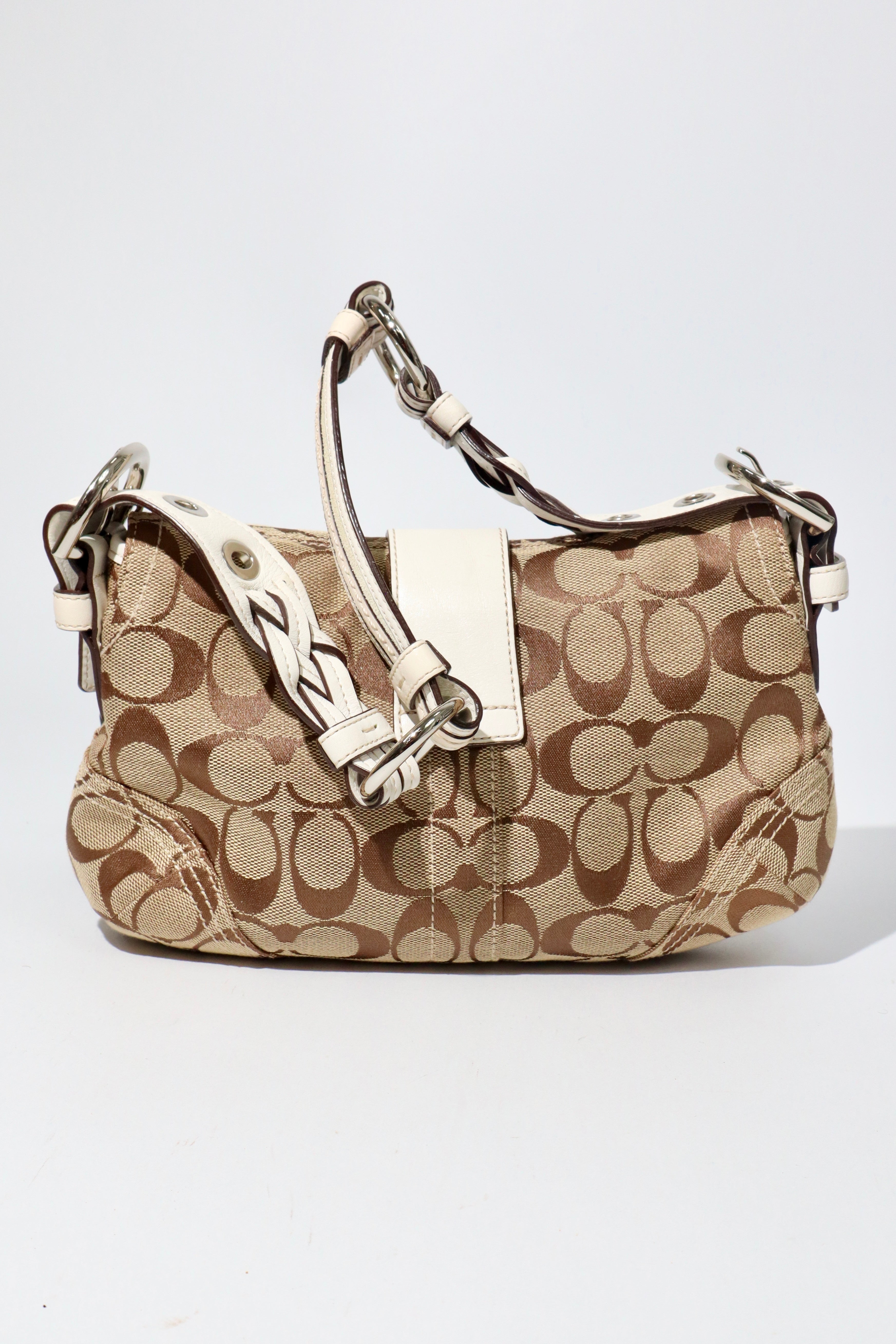 Vintage Coach 2005 Signature Soho White Belt Shoulder Bag – Girl