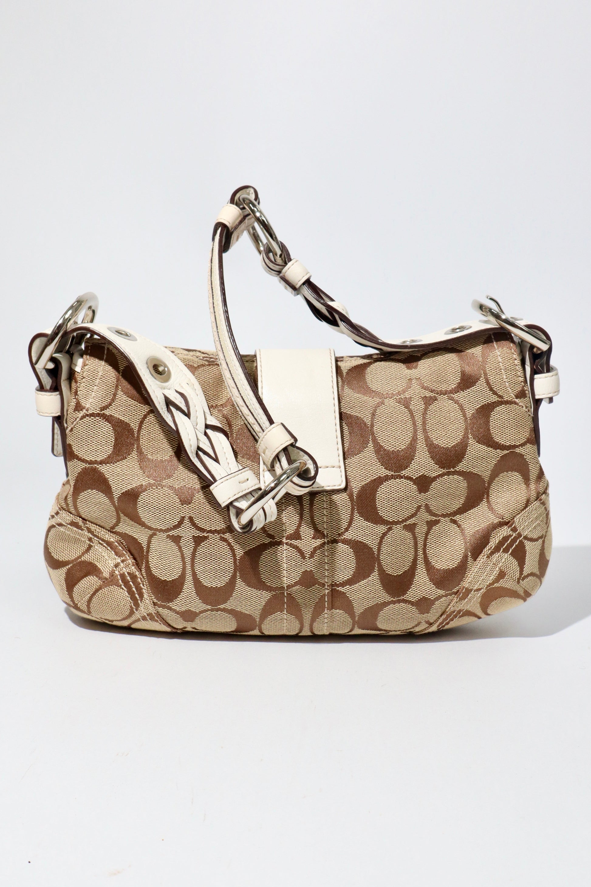 Vintage Coach 2005 Signature Soho White Belt Shoulder Bag - Girl Seazon