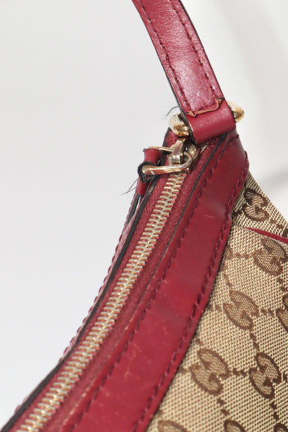 Vintage Gucci GG Canvas Bow Shoulder Bag in Brown & Burgundy - Girl Seazon
